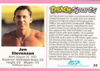1992 Beach Sports #22 Jon Stevenson Back